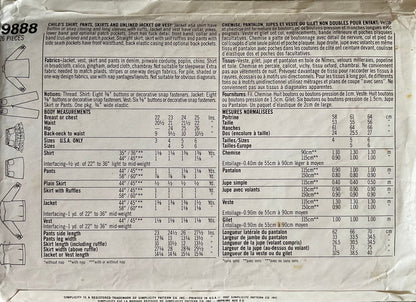 Simplicity 9888 Sewing Pattern (Vintage) CUT