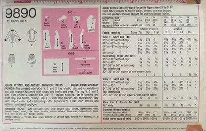 Simplicity 9890 Sewing Pattern (Vintage) CUT