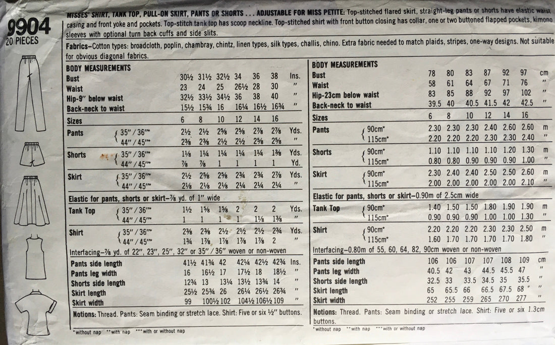 Simplicity 9904 Sewing Pattern (Vintage) CUT