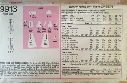 Simplicity 9913 Sewing Pattern (Vintage) CUT