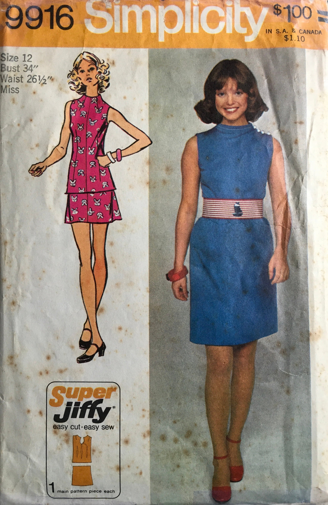 Simplicity 9916 Sewing Pattern (Vintage) CUT