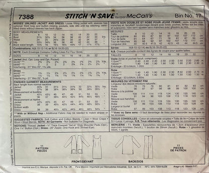 Stitch’n Save 7388 Sewing Pattern (Vintage) UNCUT