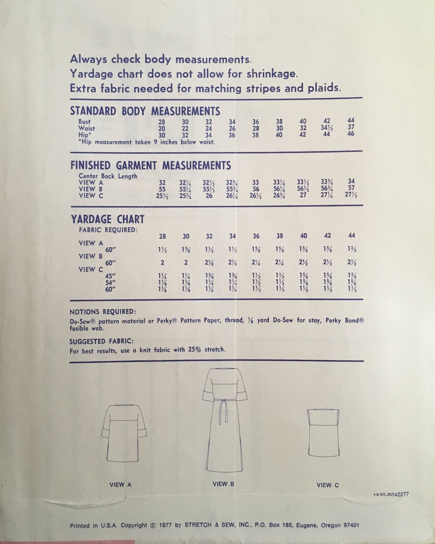 Stretch &amp; Sew 1530 Sewing Pattern (Vintage) UNCUT
