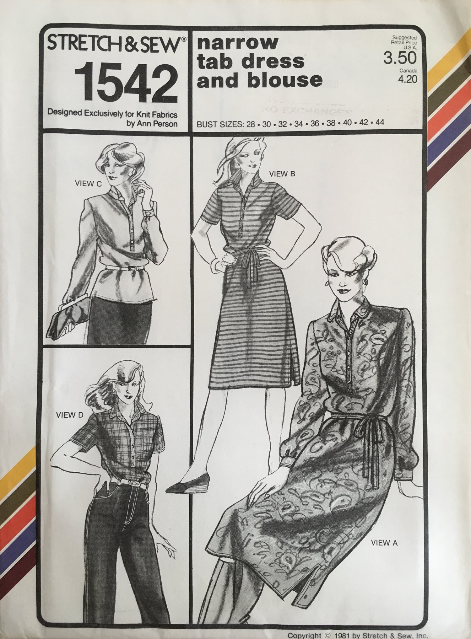 Stretch &amp; Sew 1542 Sewing Pattern (Vintage) UNCUT