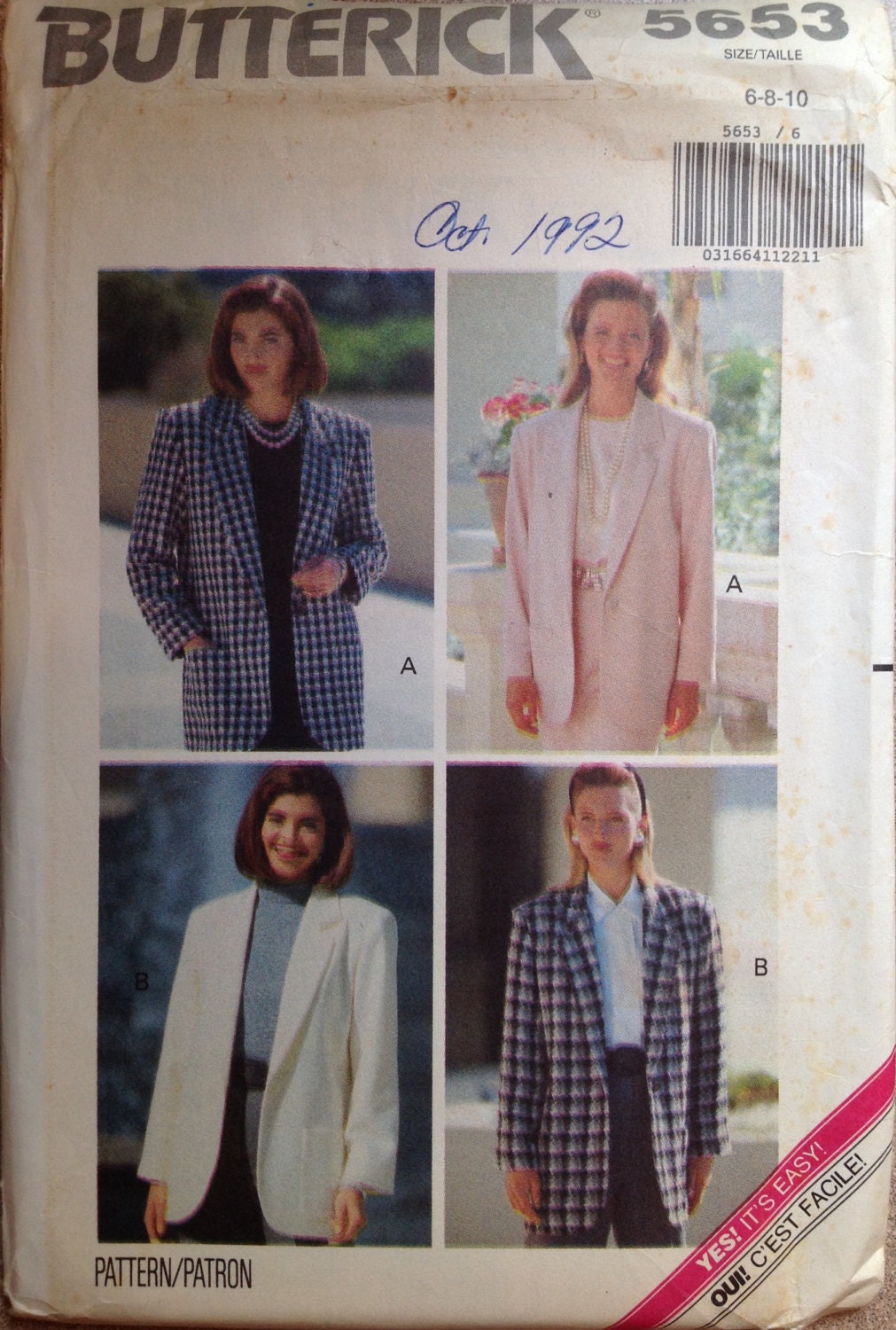 Butterick 5653 Sewing Pattern (Vintage) UNCUT