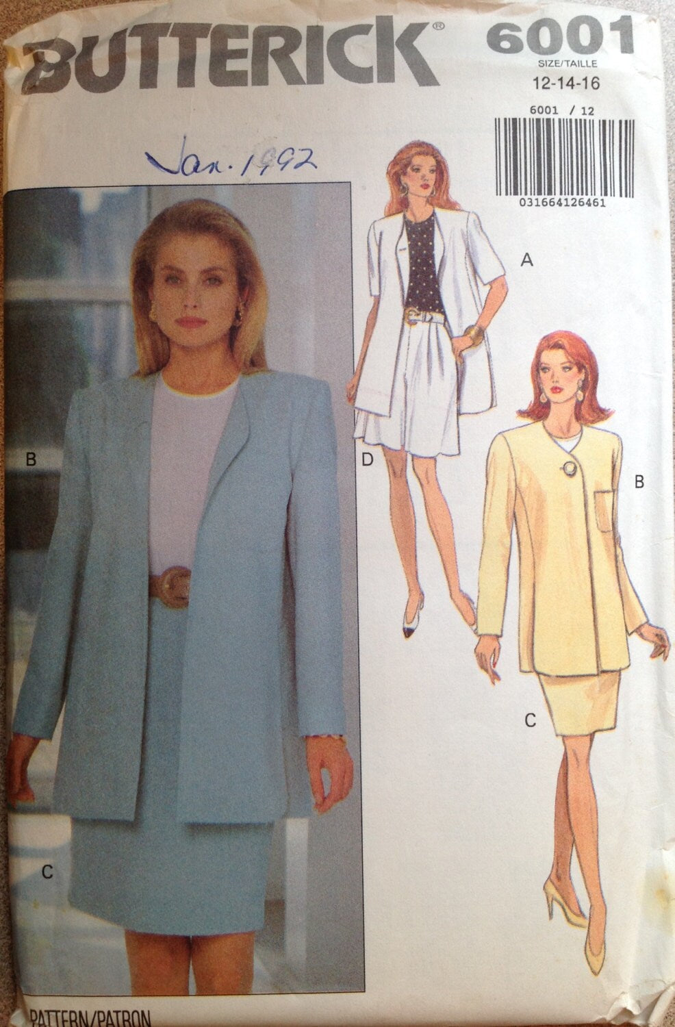 Butterick 6001 Sewing Pattern (Vintage) UNCUT