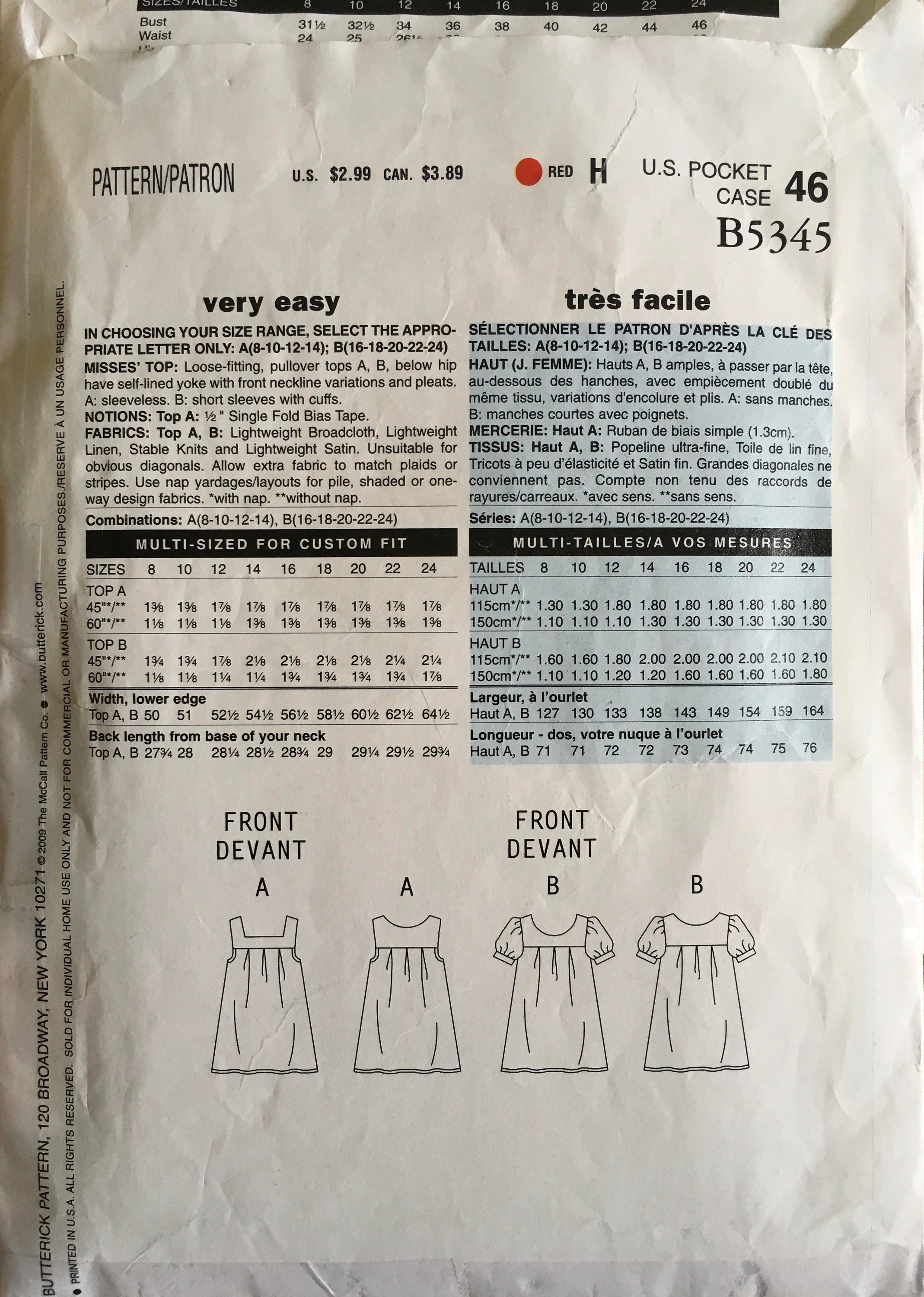See &amp; Sew 5345 Sewing Pattern (Vintage) CUT