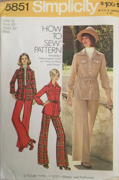 Simplicity 5851 Sewing Pattern (Vintage) UNCUT/CUT