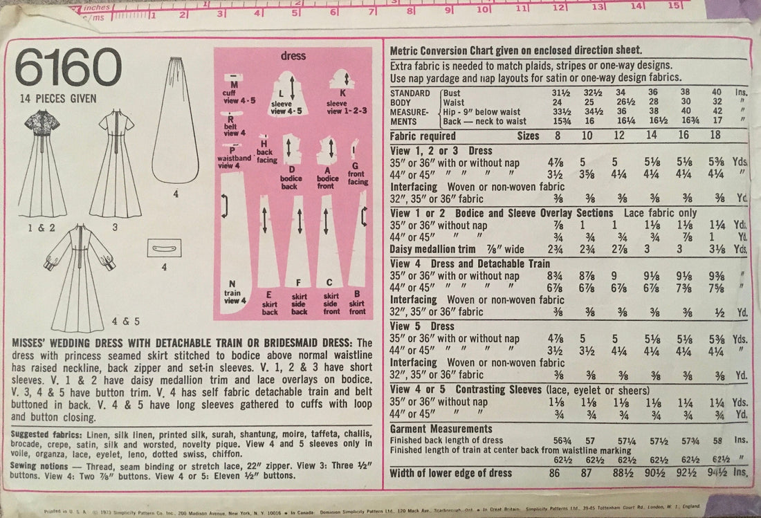Simplicity 6160 Sewing Pattern (Vintage) UNCUT