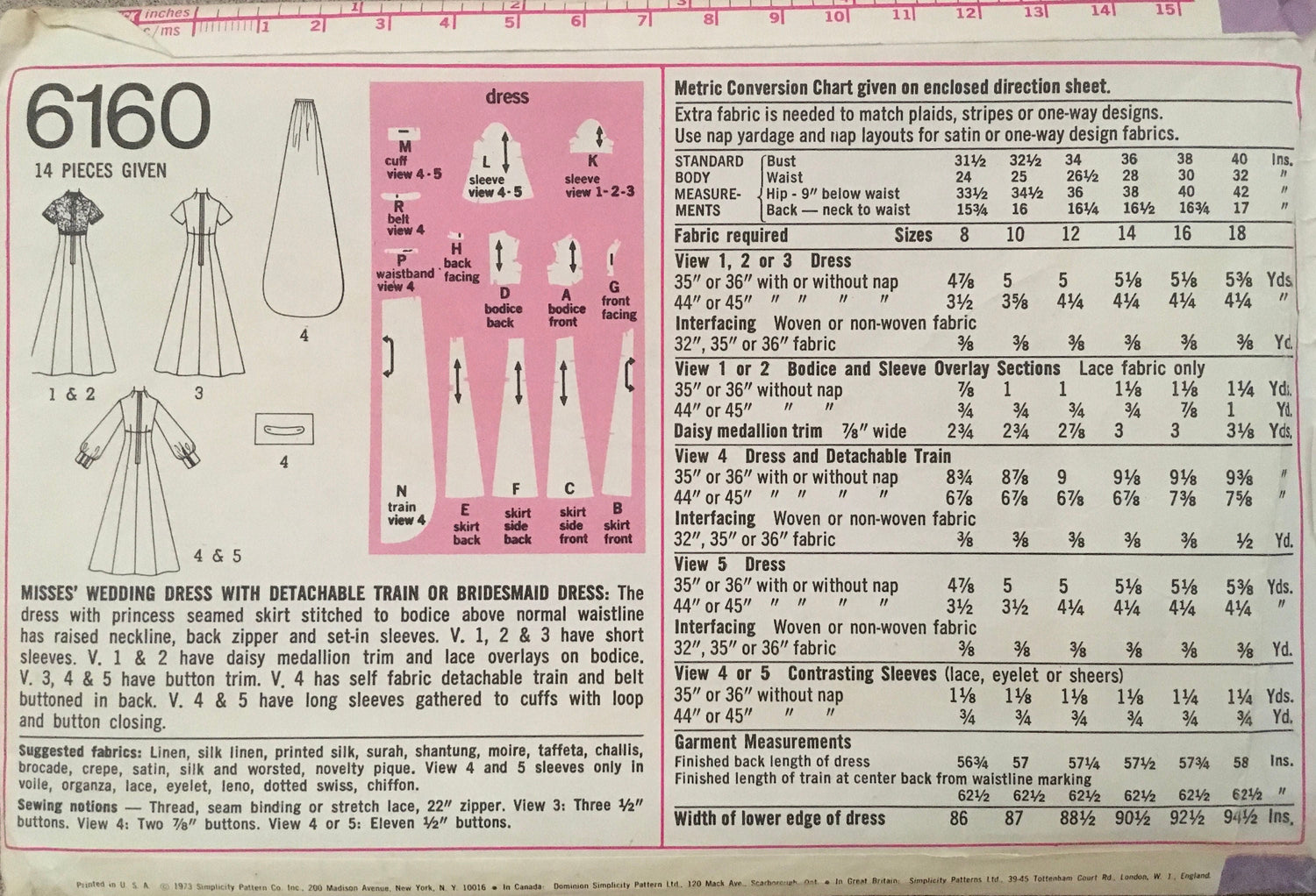 Simplicity 6160 Sewing Pattern (Vintage) UNCUT