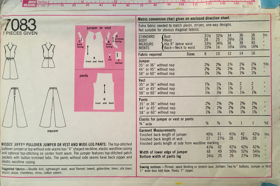 Simplicity 7083 Sewing Pattern (Vintage) UNCUT