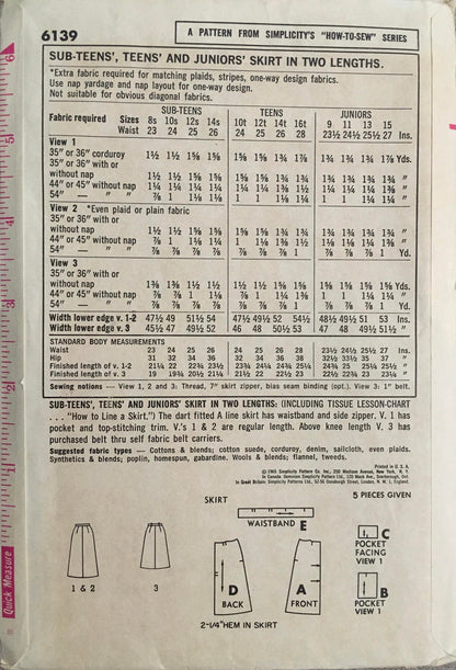 Simplicity 6139 Sewing Pattern (Vintage) CUT