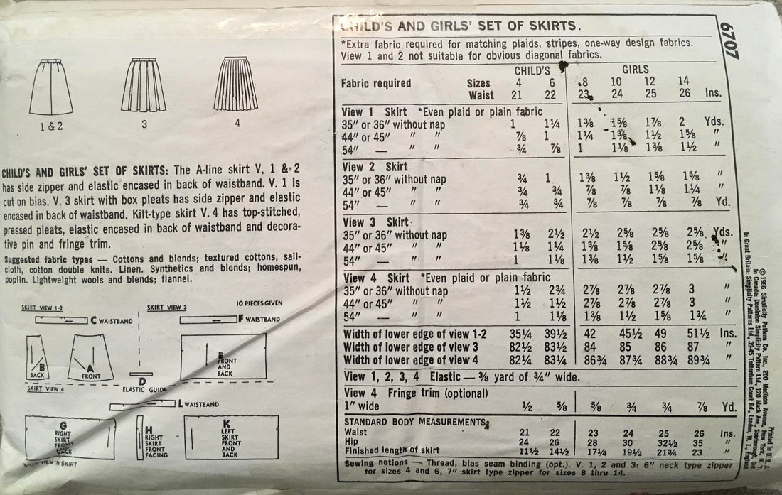 Simplicity 6707 Sewing Pattern (Vintage) CUT