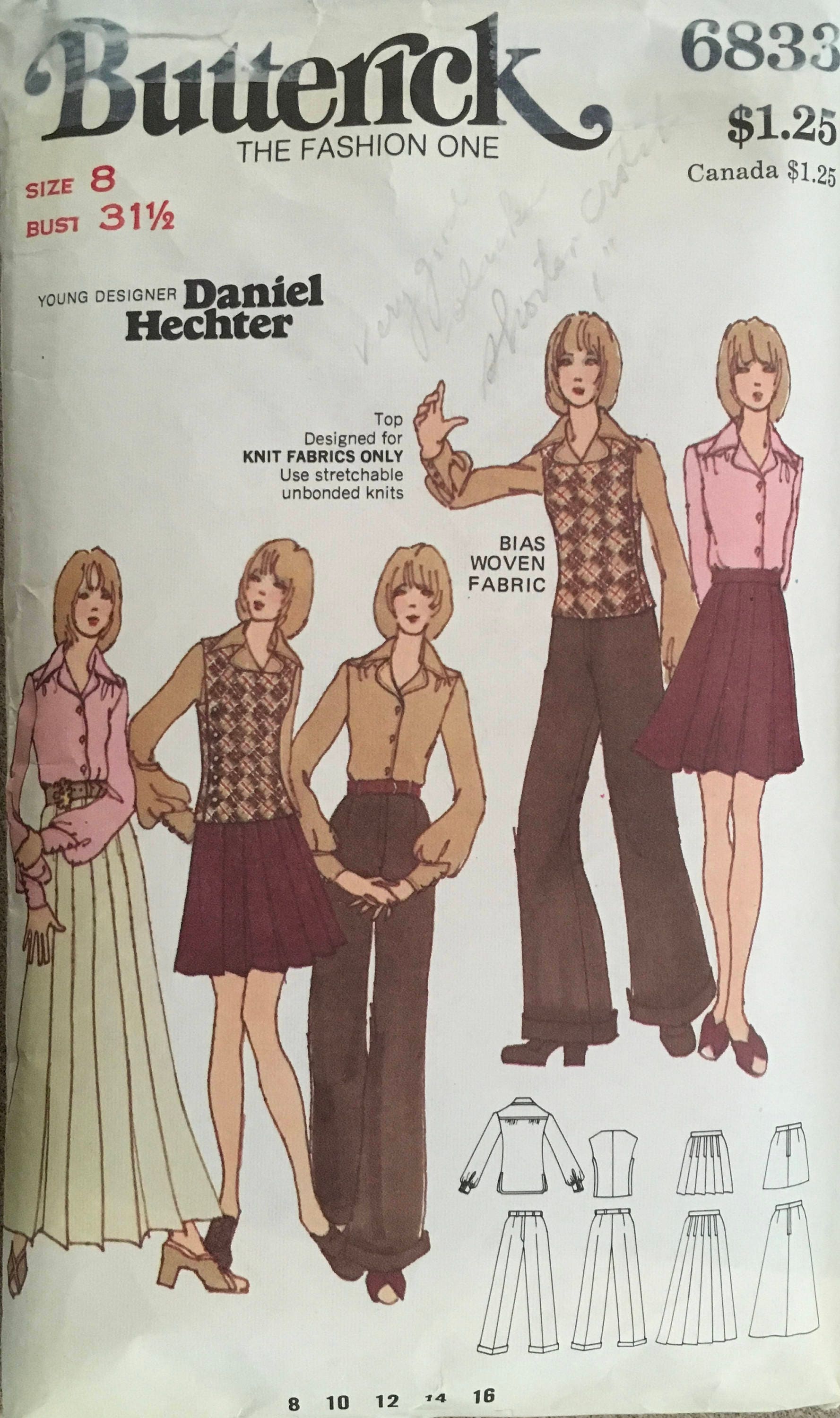 Butterick 6833 Sewing Pattern (Vintage) CUT