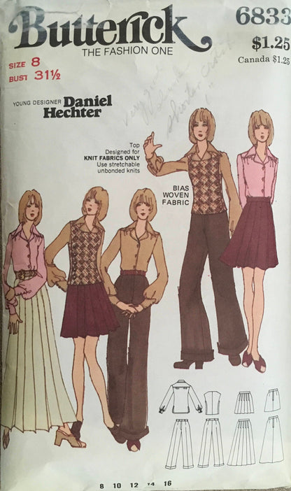 Butterick 6833 Sewing Pattern (Vintage) CUT