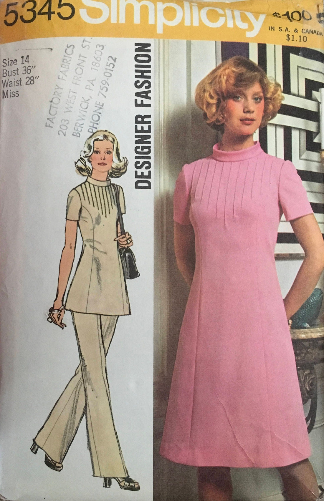 Simplicity 5345 Sewing Pattern (Vintage) UNCUT/CUT
