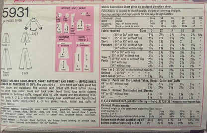 Simplicity 5931 Sewing Pattern (Vintage) CUT