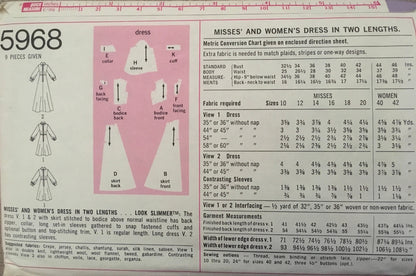 Simplicity 5968 Sewing Pattern (Vintage) UNCUT/CUT