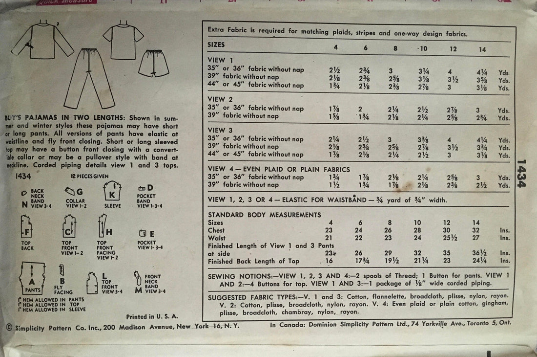 Simplicity 1434 Sewing Pattern (Vintage) CUT