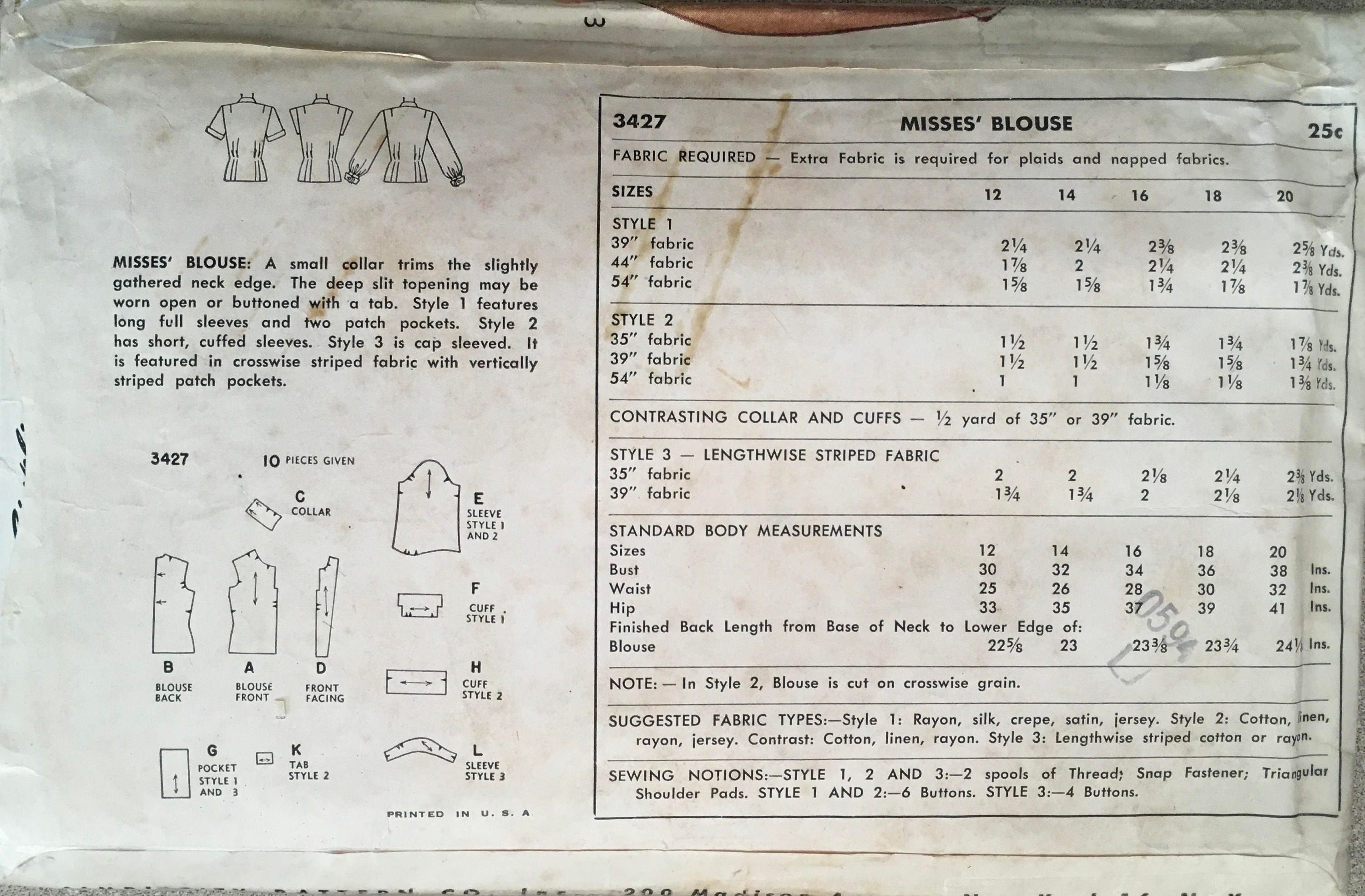 Simplicity 3427 Sewing Pattern (Vintage) CUT