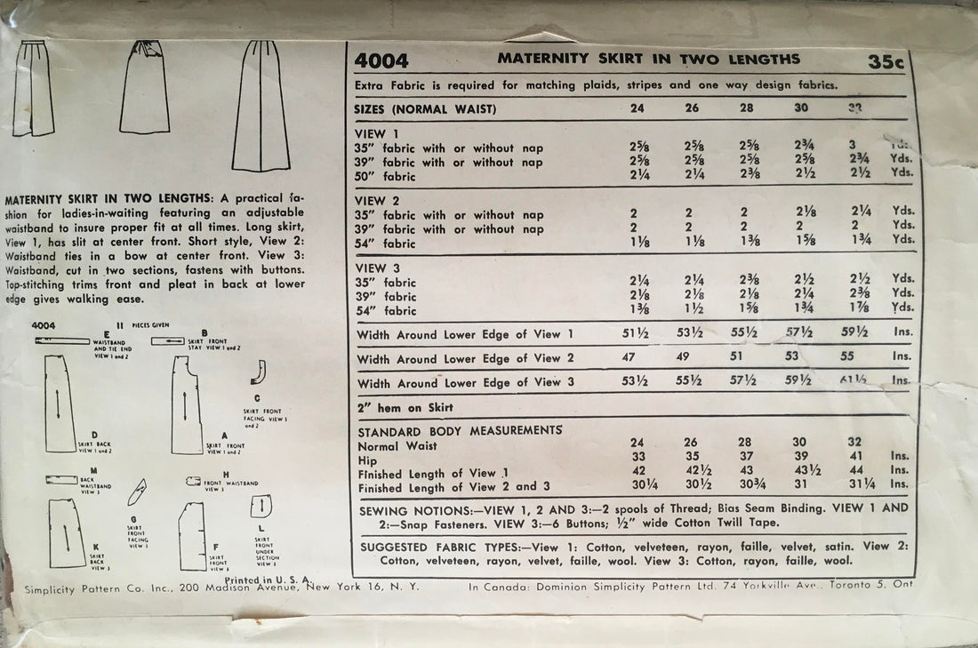Simplicity 4004 Sewing Pattern (Vintage) CUT