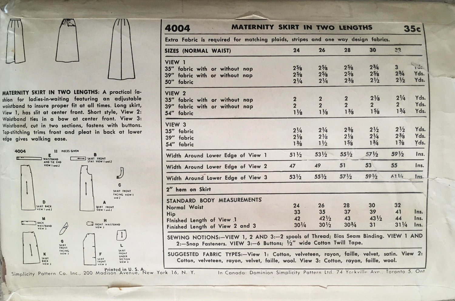 Simplicity 4004 Sewing Pattern (Vintage) CUT