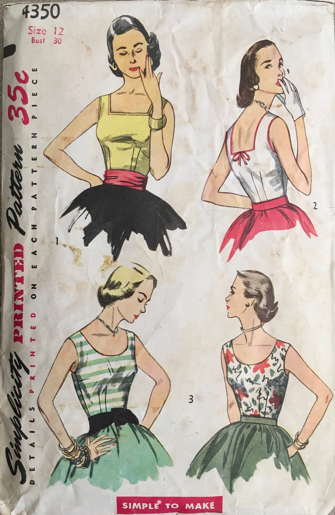 Simplicity 4350 Sewing Pattern (Vintage) CUT