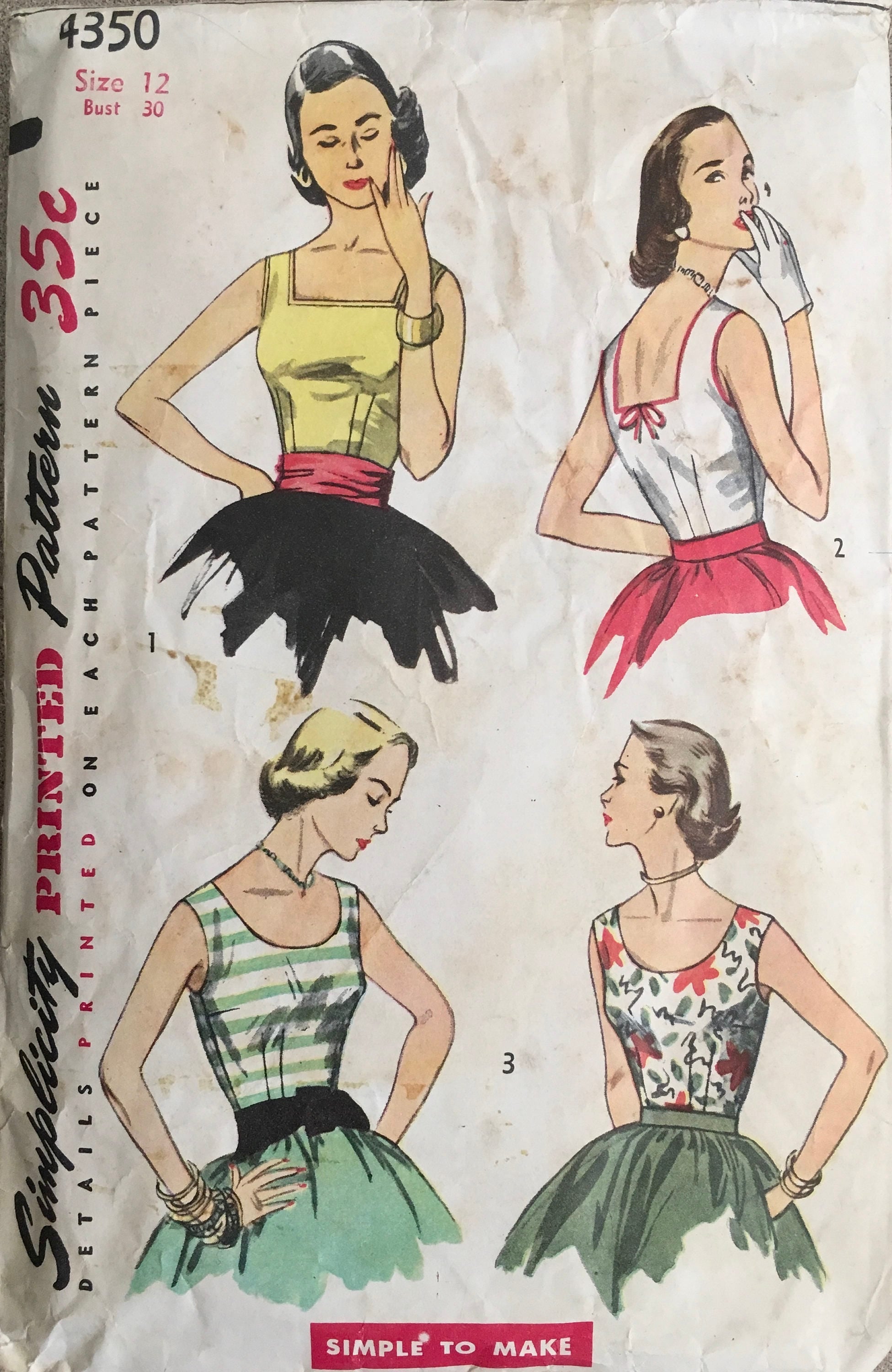 Simplicity 4350 Sewing Pattern (Vintage) CUT
