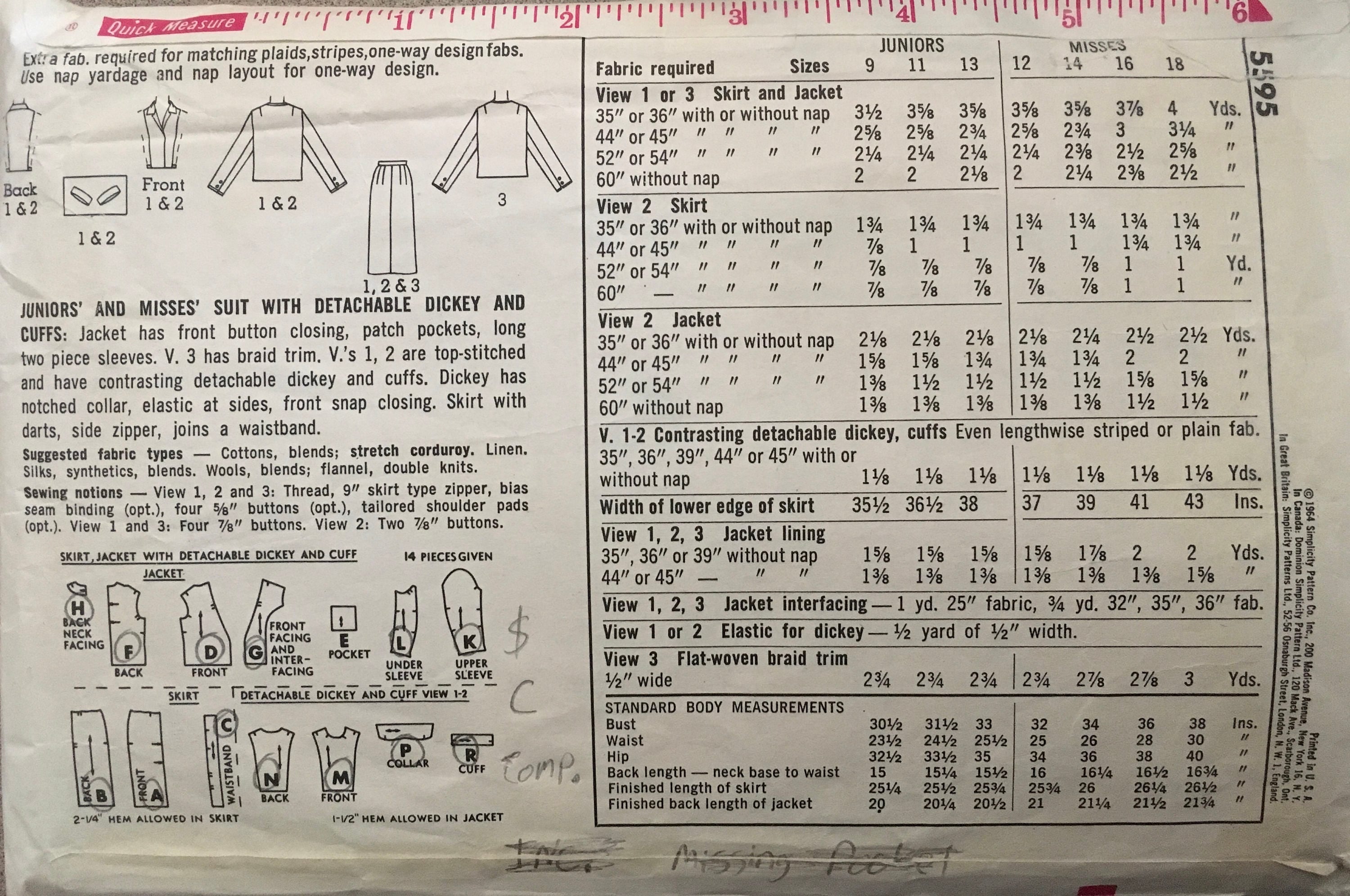 Simplicity 5595 Sewing Pattern (Vintage) CUT