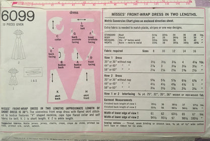 Simplicity 6099 Sewing Pattern (Vintage) UNCUT/CUT