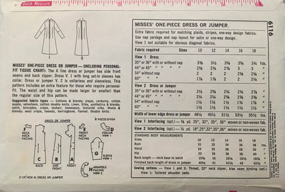 Simplicity 6116 Sewing Pattern (Vintage) UNCUT