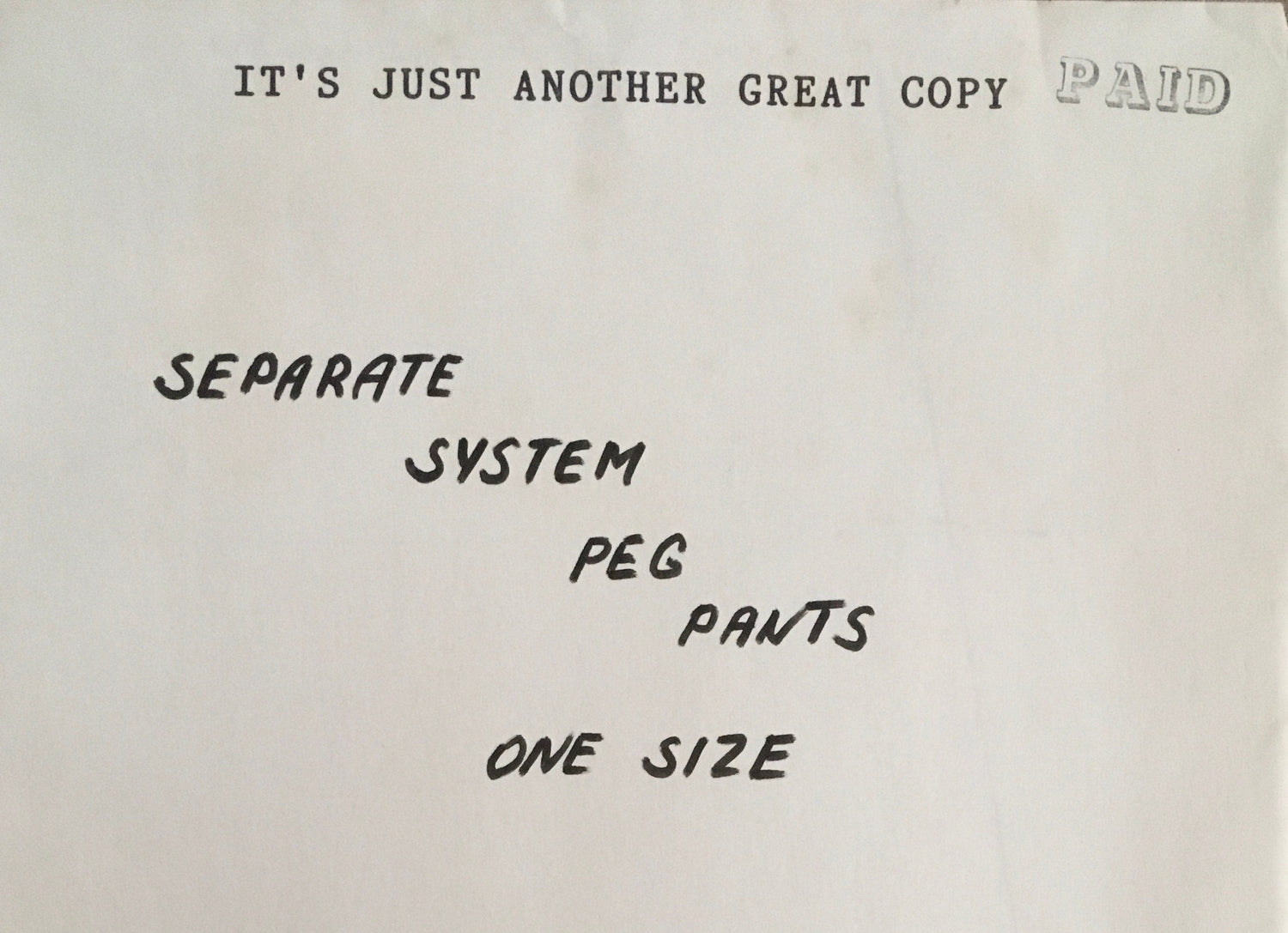 Separate System Pattern (Vintage) UNCUT