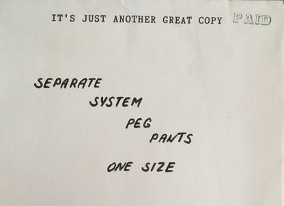 Separate System Pattern (Vintage) UNCUT