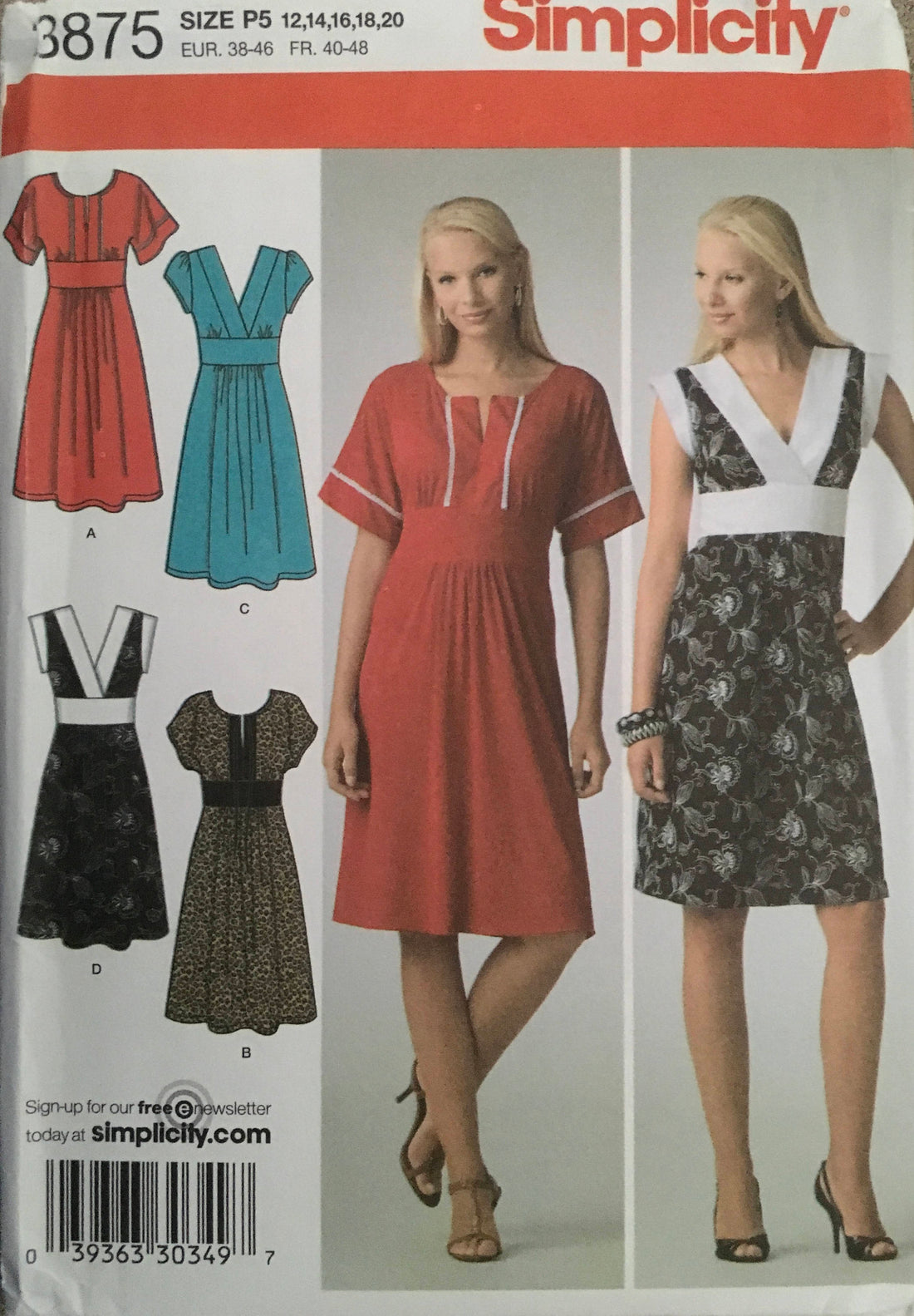 Simplicity 3875 Sewing Pattern UNCUT