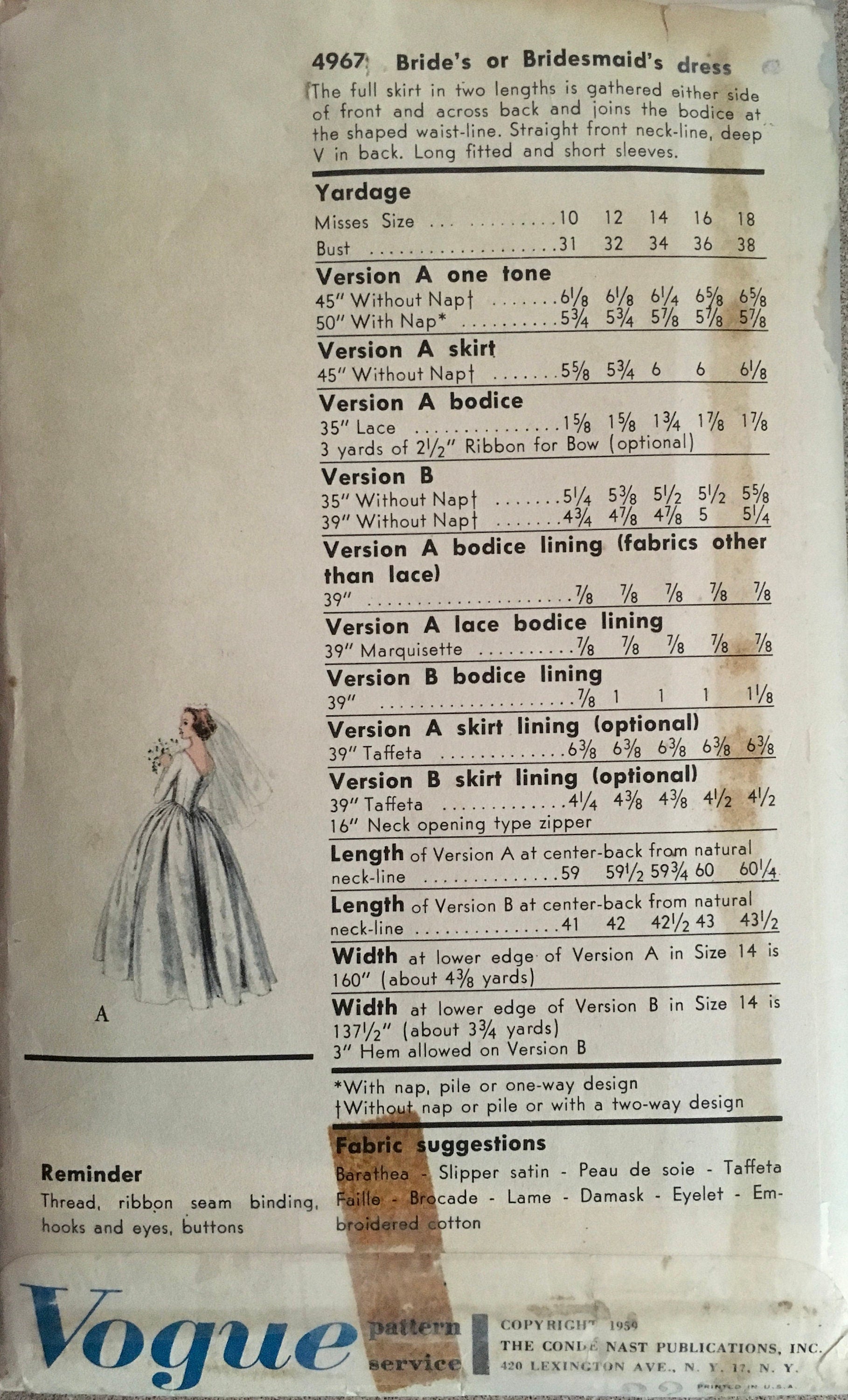 Vogue 4967 Sewing Pattern (Vintage) CUT