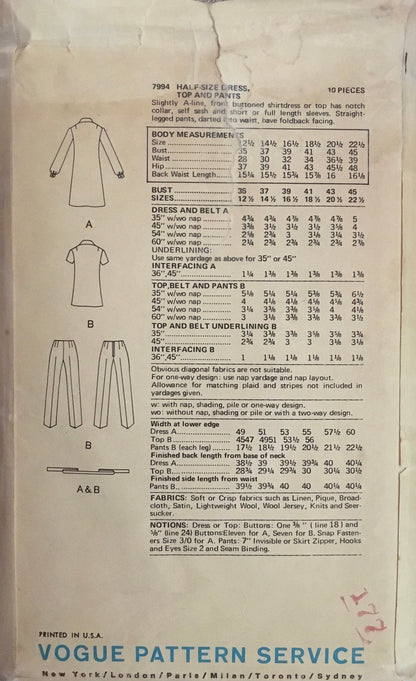 Vogue 7994 Sewing Pattern (Vintage) CUT