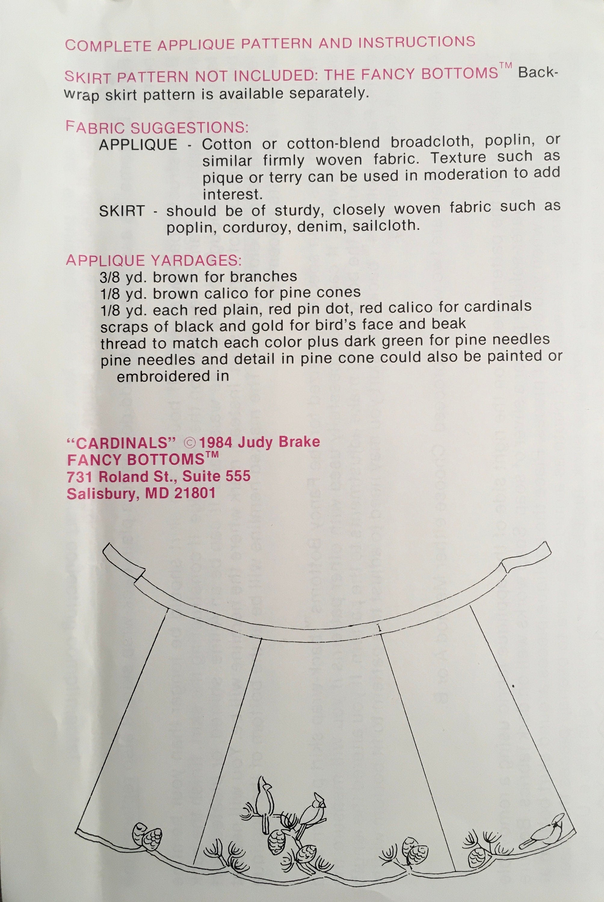 Fancy Bottoms Sewing and 2 Appliqué Patterns (Vintage) CUT