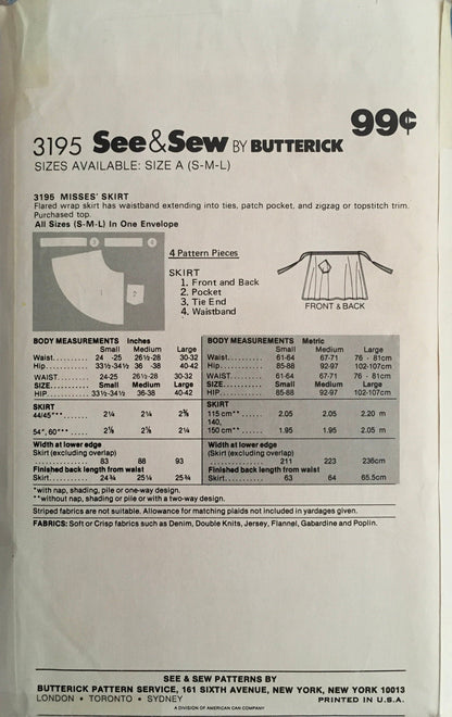 See &amp; Sew 3195 Sewing Pattern (Vintage) UNCUT