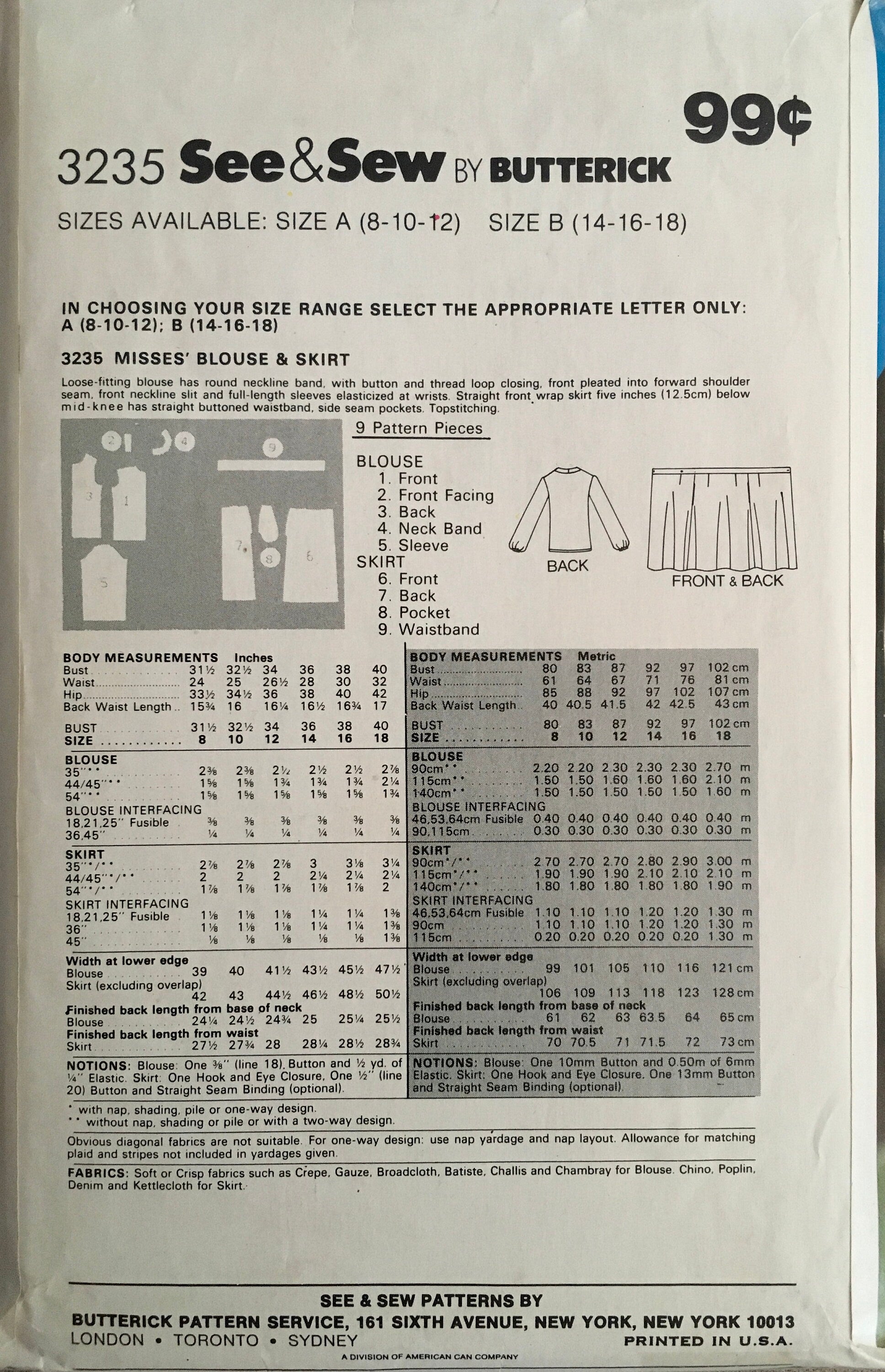 See &amp; Sew 3235 Sewing Pattern (Vintage) CUT