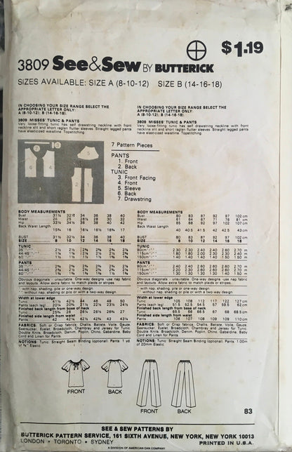 See &amp; Sew 3809 Sewing Pattern (Vintage) CUT
