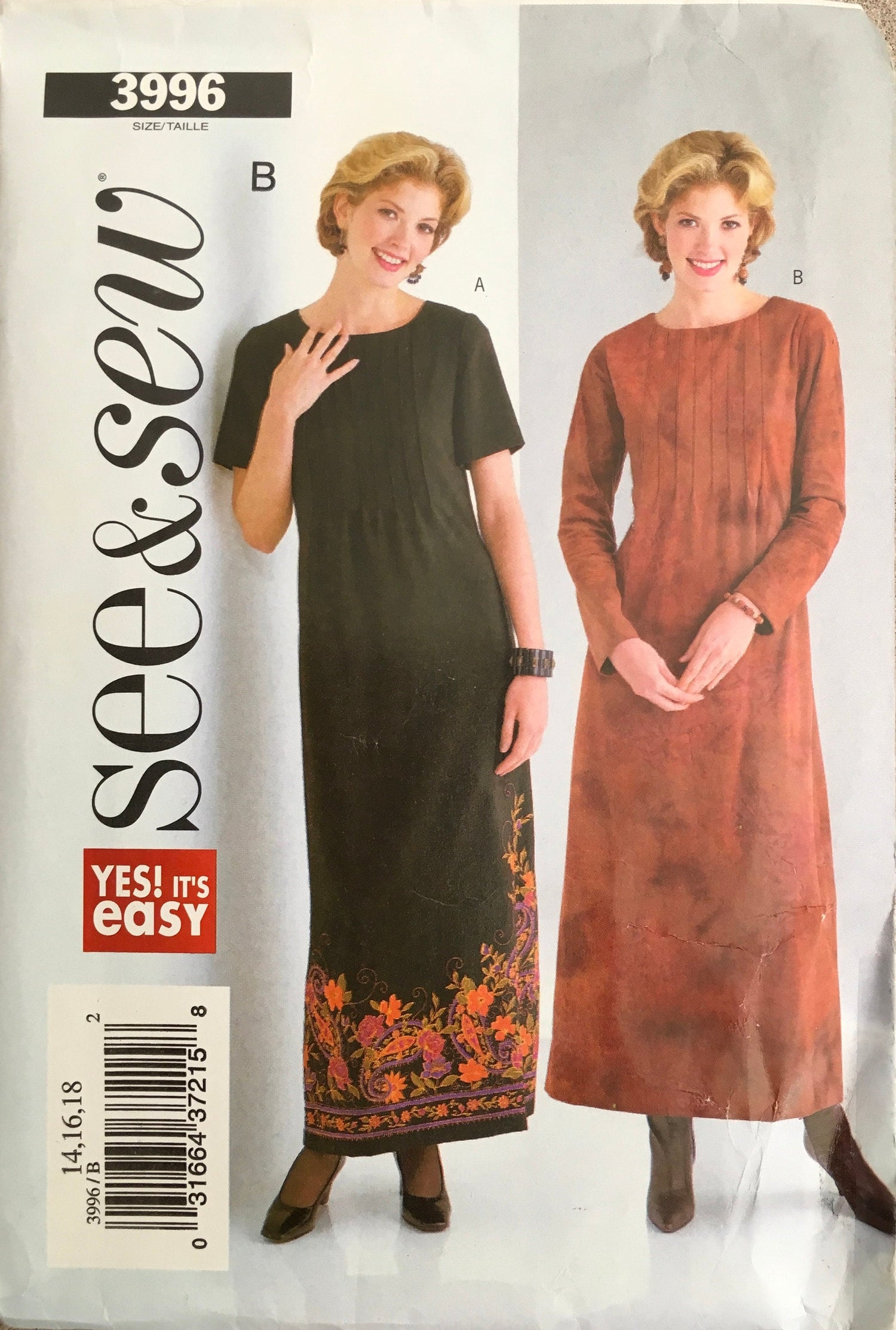 See &amp; Sew 3996 Sewing Pattern (Vintage) UNCUT/CUT