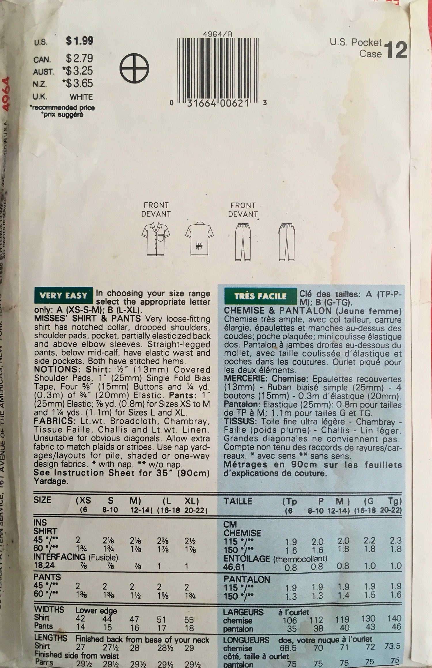 See &amp; Sew 4964 Sewing Pattern (Vintage) CUT