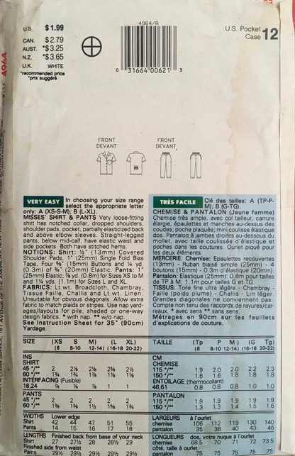 See &amp; Sew 4964 Sewing Pattern (Vintage) CUT