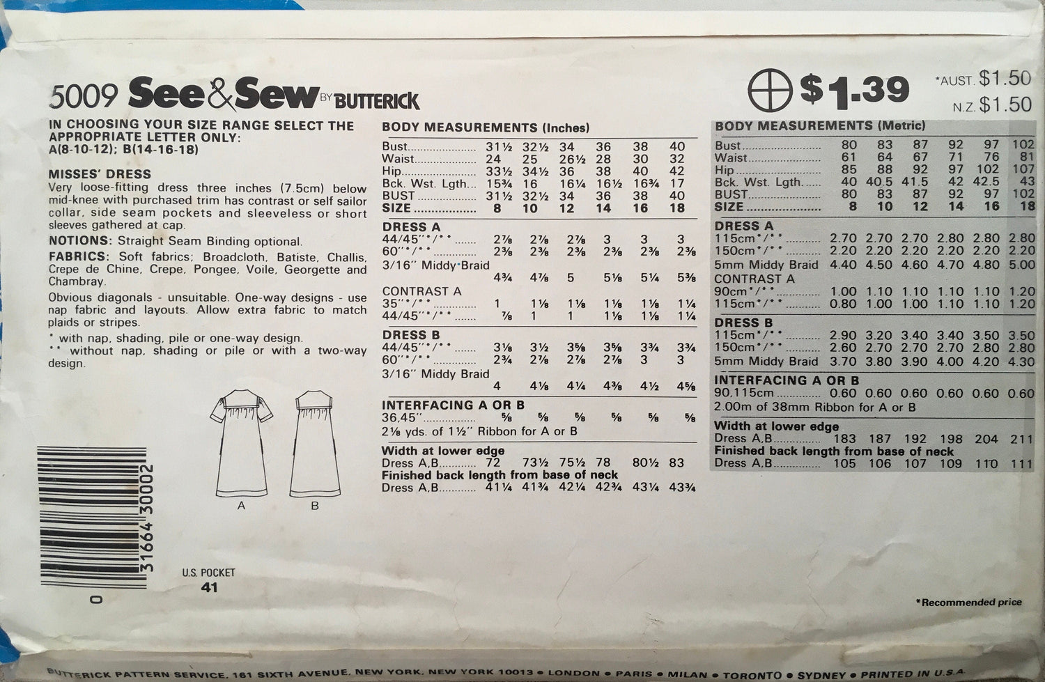 See &amp; Sew 5009 Sewing Pattern (Vintage) UNCUT