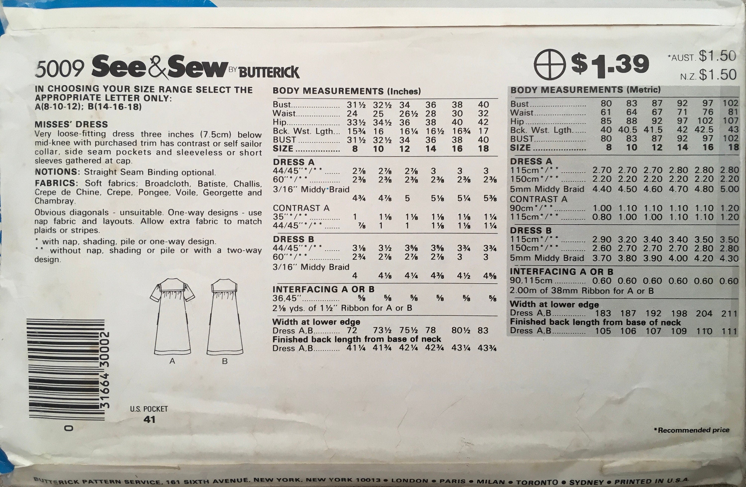 See &amp; Sew 5009 Sewing Pattern (Vintage) UNCUT