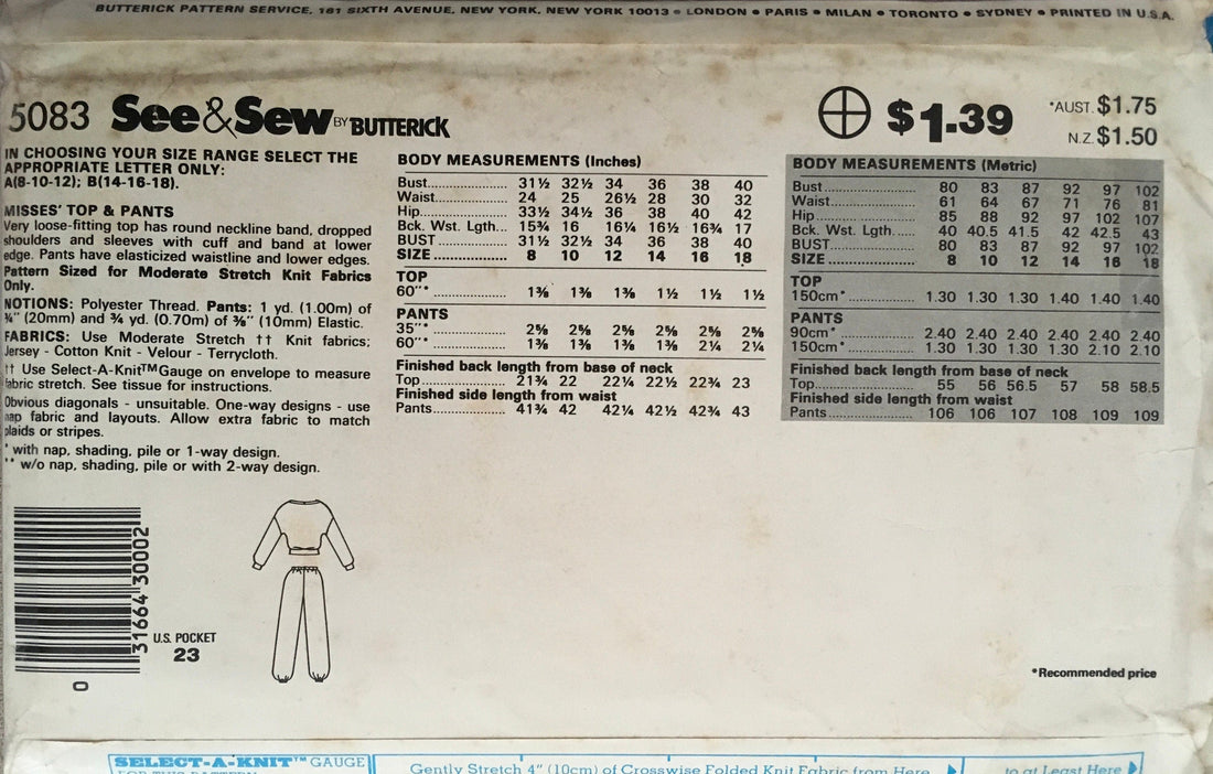 See &amp; Sew 5083 Sewing Pattern (Vintage) CUT