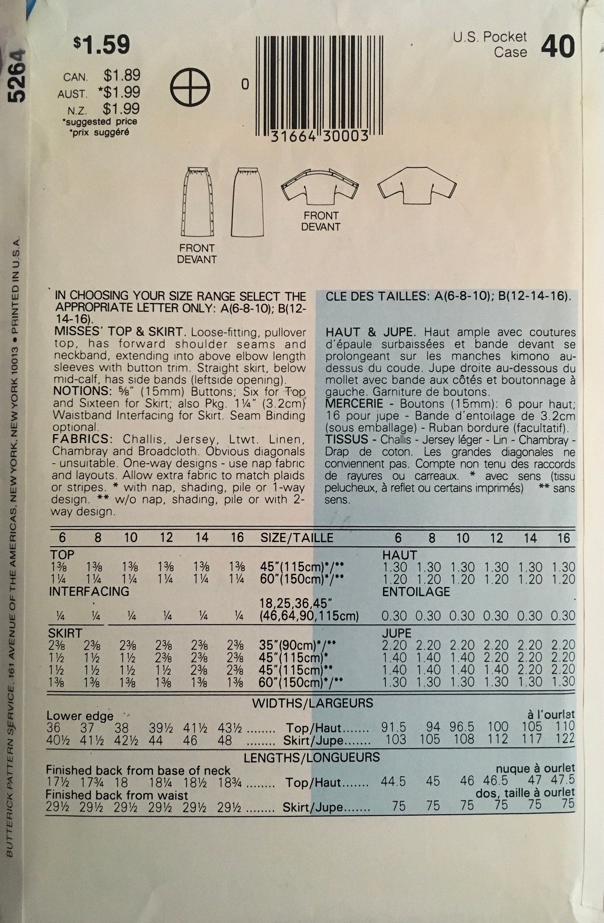 See &amp; Sew 5264 Sewing Pattern (Vintage) CUT