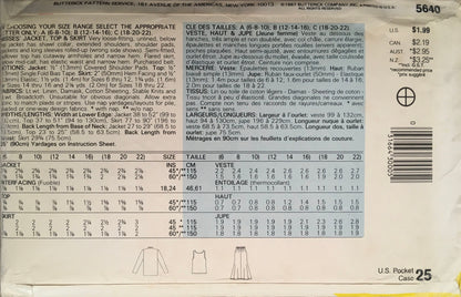 See &amp; Sew 5640 Sewing Pattern (Vintage) UNCUT/CUT