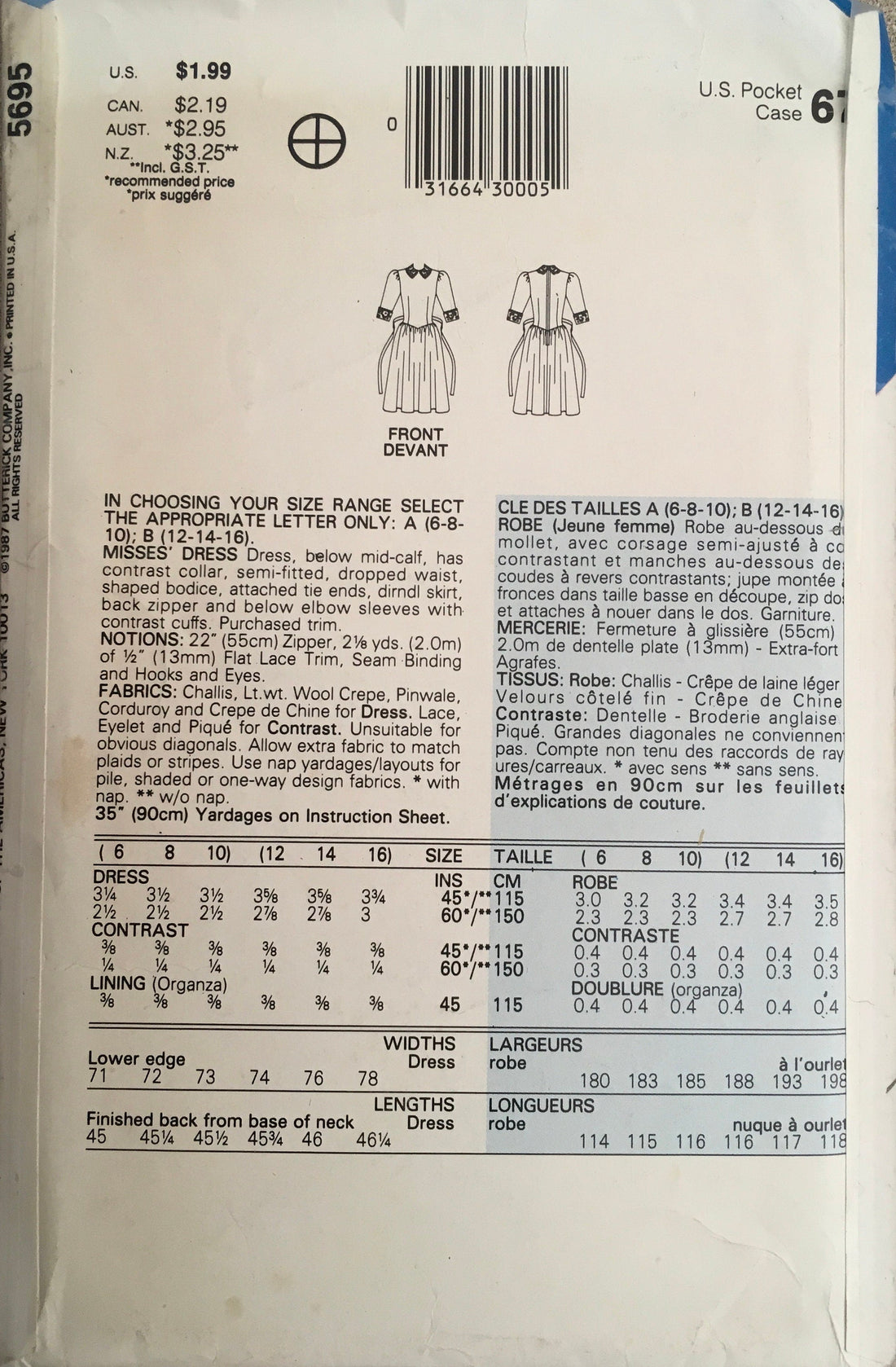 See &amp; Sew 5695 Sewing Pattern (Vintage) CUT
