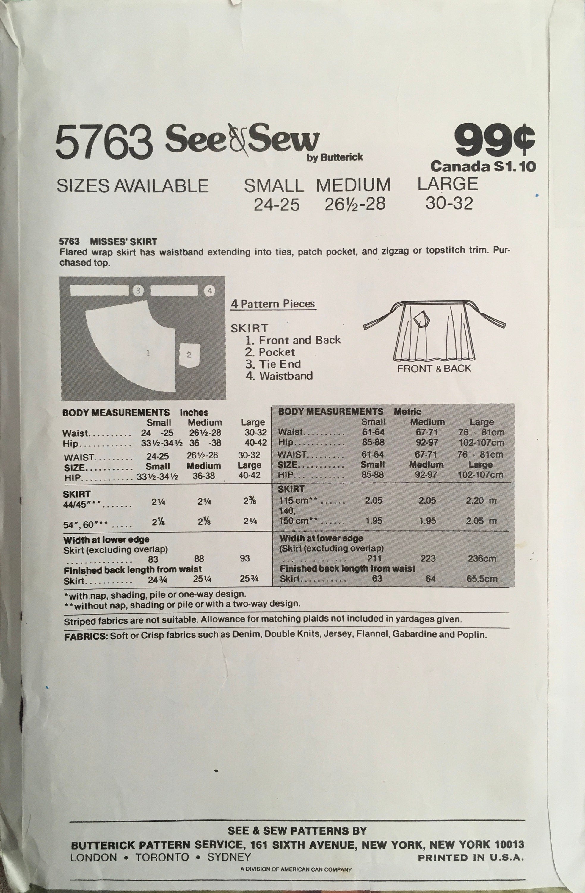 See &amp; Sew 5763 Sewing Pattern (Vintage) CUT